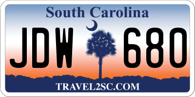 SC license plate JDW680