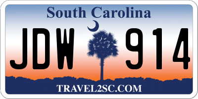 SC license plate JDW914