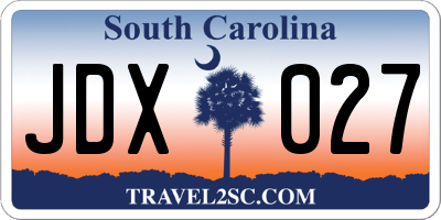 SC license plate JDX027