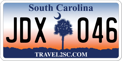 SC license plate JDX046
