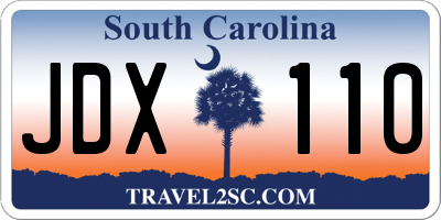 SC license plate JDX110
