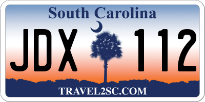 SC license plate JDX112