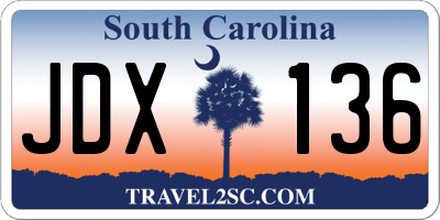SC license plate JDX136