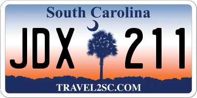 SC license plate JDX211
