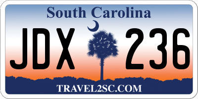 SC license plate JDX236