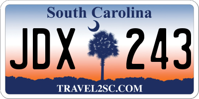 SC license plate JDX243
