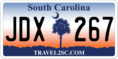 SC license plate JDX267