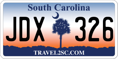 SC license plate JDX326