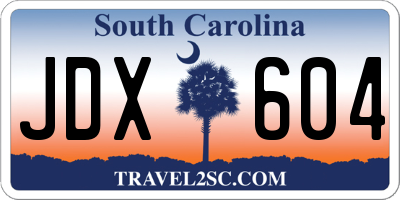 SC license plate JDX604
