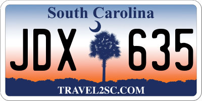 SC license plate JDX635