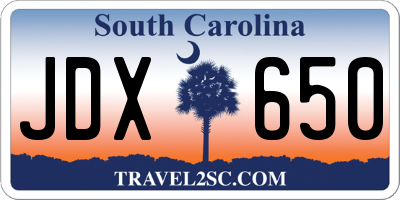 SC license plate JDX650