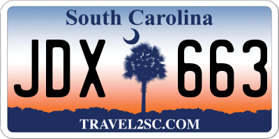 SC license plate JDX663