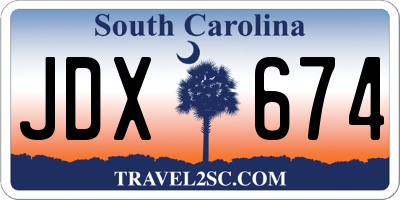 SC license plate JDX674