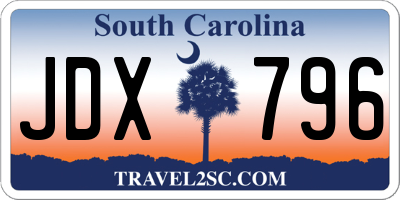 SC license plate JDX796