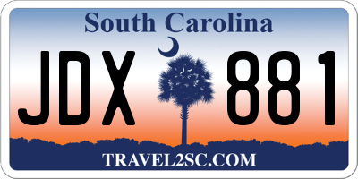 SC license plate JDX881