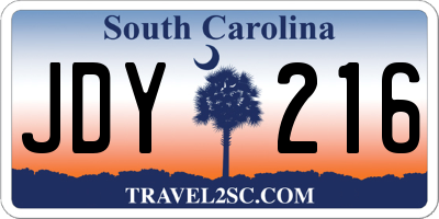 SC license plate JDY216
