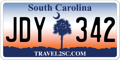 SC license plate JDY342