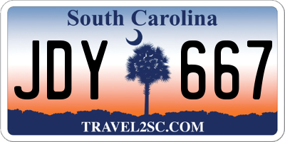 SC license plate JDY667