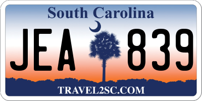 SC license plate JEA839