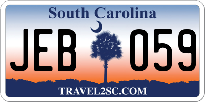 SC license plate JEB059