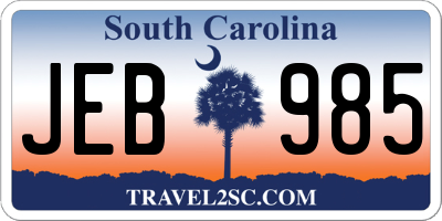 SC license plate JEB985