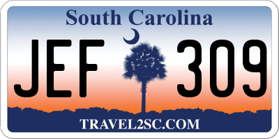 SC license plate JEF309