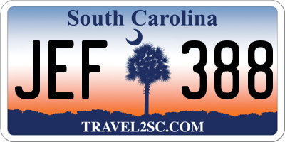 SC license plate JEF388