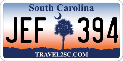 SC license plate JEF394