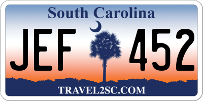 SC license plate JEF452