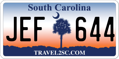 SC license plate JEF644