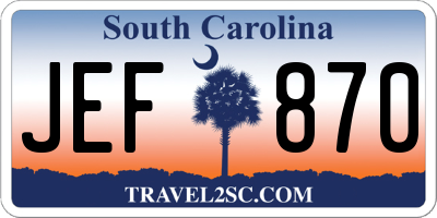 SC license plate JEF870