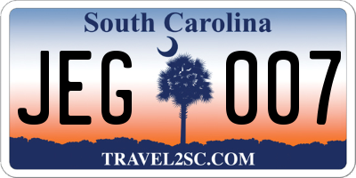 SC license plate JEG007