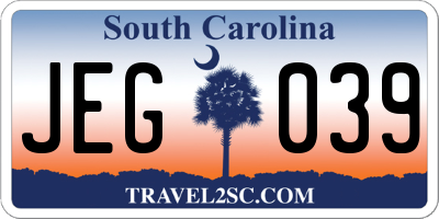 SC license plate JEG039