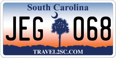 SC license plate JEG068