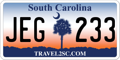 SC license plate JEG233