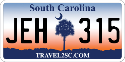 SC license plate JEH315