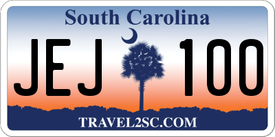 SC license plate JEJ100