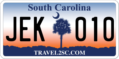 SC license plate JEK010