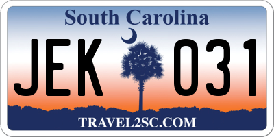 SC license plate JEK031