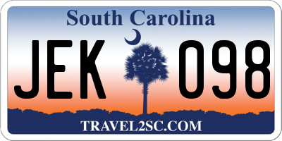 SC license plate JEK098