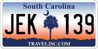 SC license plate JEK139