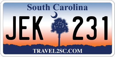 SC license plate JEK231