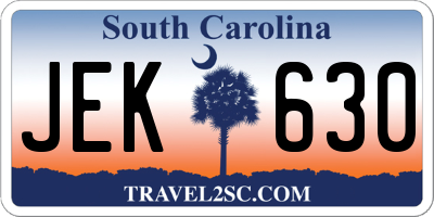 SC license plate JEK630
