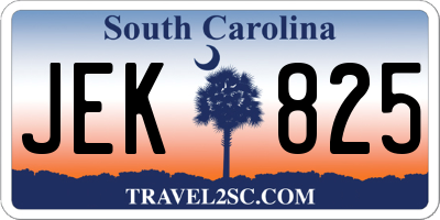 SC license plate JEK825