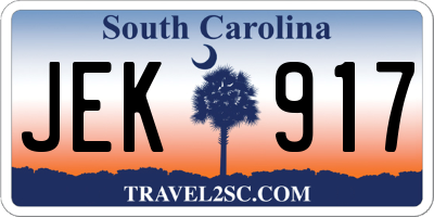 SC license plate JEK917