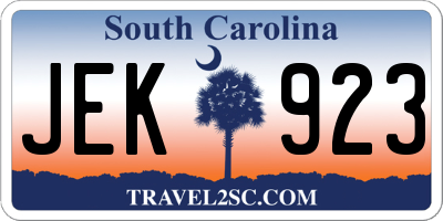 SC license plate JEK923