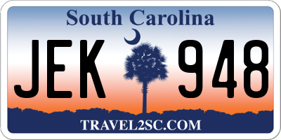 SC license plate JEK948