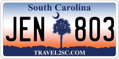 SC license plate JEN803