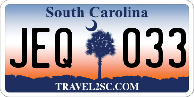 SC license plate JEQ033