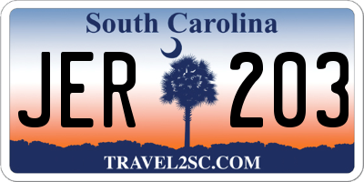 SC license plate JER203
